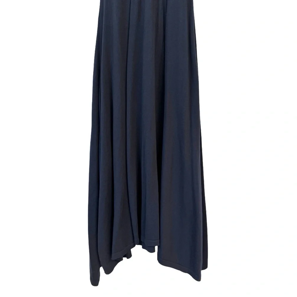 Peruvian Connection Large Sleeveless‎ Cotton Modal Ribbed Maxi Dress Navy Blue